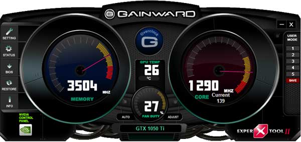Gainward GTX 1050 Ti 4GB EXPERTool