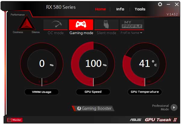 Asus Dual RX 580 O8G GPU Tweak II simple mode