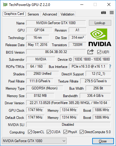 Palit GTX 1080 GameRock Premium Edition BIOS 1