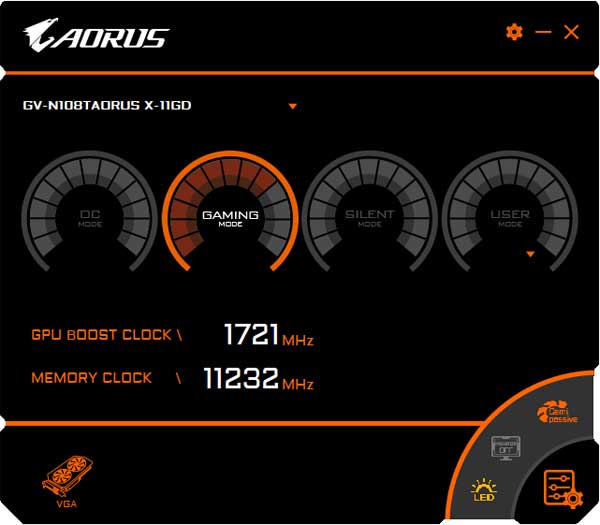 Gigabyte Aorus GTX 1080 Ti Xtreme Edition 11G Graphics engine simple mode