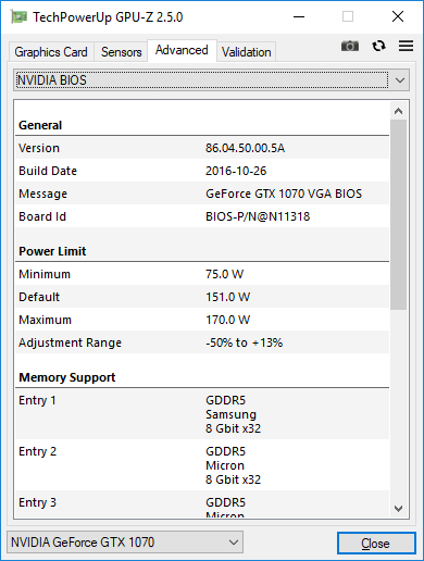 Gainward GTX 1070 8GB GPUY2