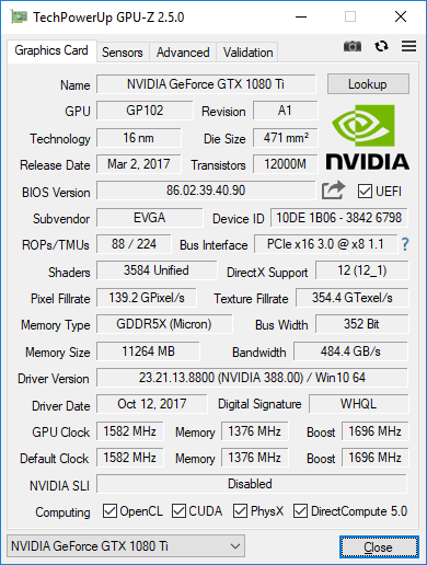 EVGA GTX 1080 Ti K|NGP|N Gaming GPUZ1