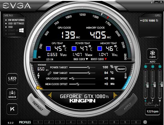 EVGA GTX 1080 Ti K|NGP|N Gaming Precision XOC panel1