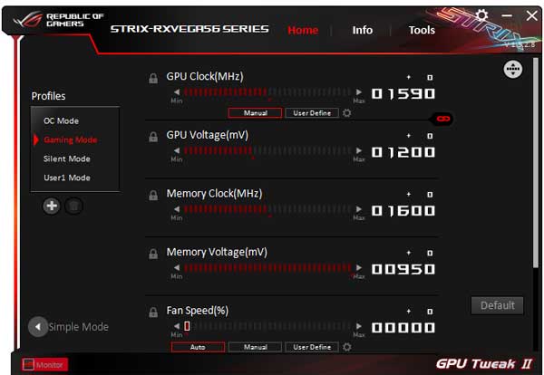 Asus Strix RX Vega56 O8G Gaming GPU Tweak prof