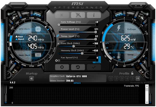 MSI GTX 1080 Sea Hawk EK X přetaktování Afterburner