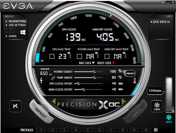 EVGA GTX 1070 Ti Gaming SC Hybrid Precision XOC panel1