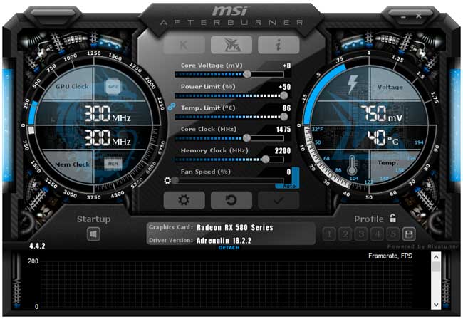 Sapphire Nitro+ RX 580 8GD5 Special Edition Afterburner přetaktování