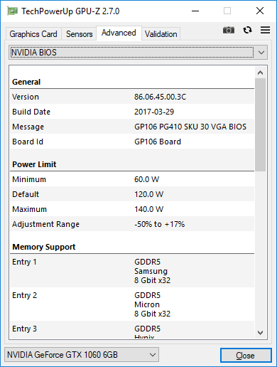 Zotac GTX 1060 AMP! Edition GPUZ2