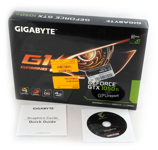 Gigabyte GTX 1050 Ti G1 Gaming 4G balení
