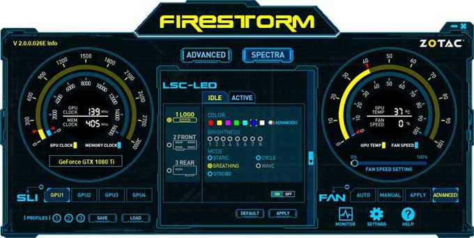 Zotac GTX 1080 AMP! Edition FireStorm spectra