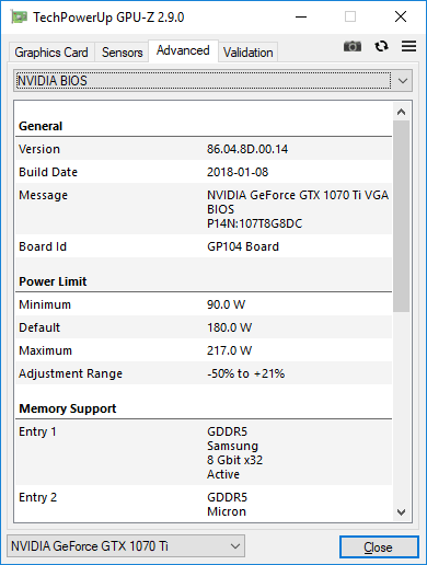 Inno3D iChill GTX 1070 Ti X3 V2 GPUZ TDP