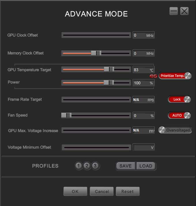 Inno3D TuneIT Advance mode