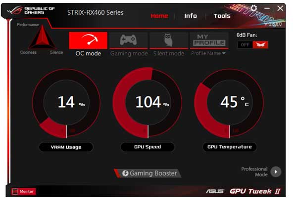 Asus Strix RX 480 O4G Gaming GPU Tweak II simple mode