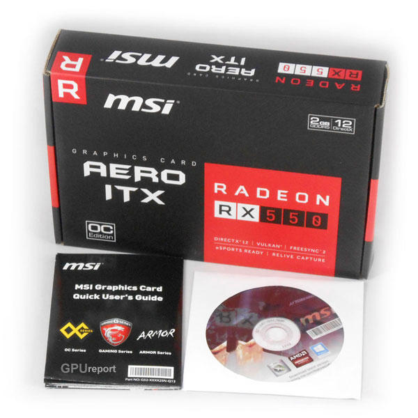 MSI RX 550 Aero ITX 2G box