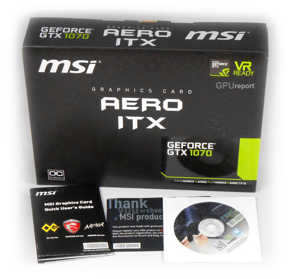 MSI GTX 1070 Aero ITX 8G OC box