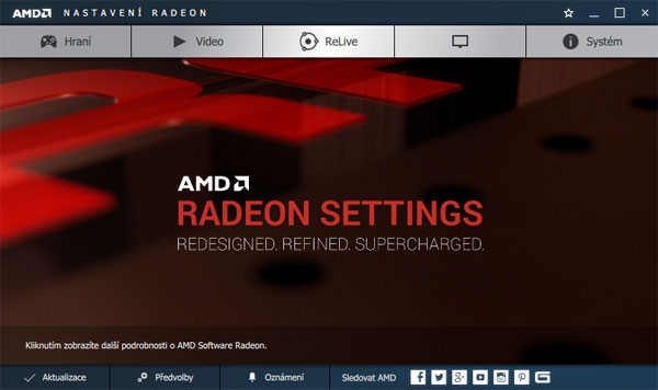 Radeon Software Crimson Edition ReLive home