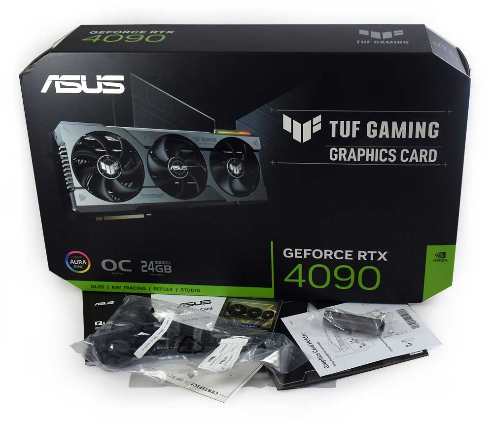 Pro zvětšení klikni Asus TUF RTX 4090 O24G Gaming; balení