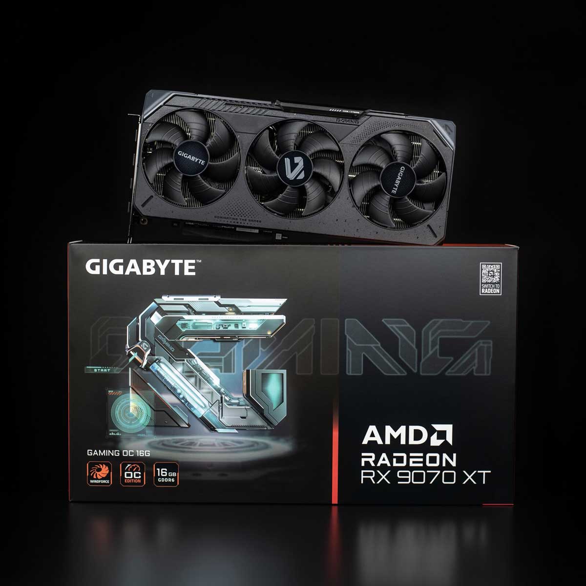 Pro zvětšení klikni Gigabyte Radeon RX 9070 XT Gaming OC 16G` box