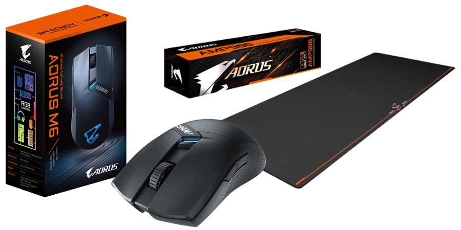 Pro zvětšení klikni 3. místo; Bezdrátová herní myš AORUS M6 + podložka AMP900