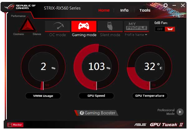 Asus Strix RX 560 O4G Gaming GPU Tweak simple mode