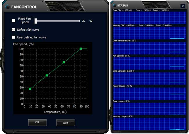 Gainward EXPERTool Fan contro,a Monitoring