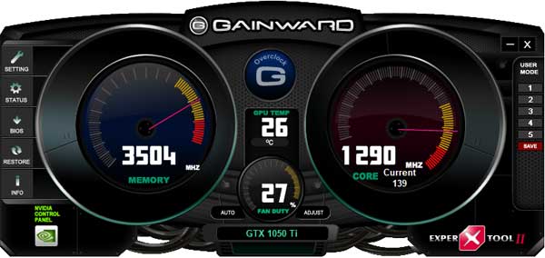 Gainward GTX 1050 Ti 4GB EXPERTool