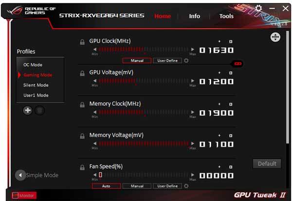 Asus Strix RX Vega 64 O8G Gaming GPU Tweak prof
