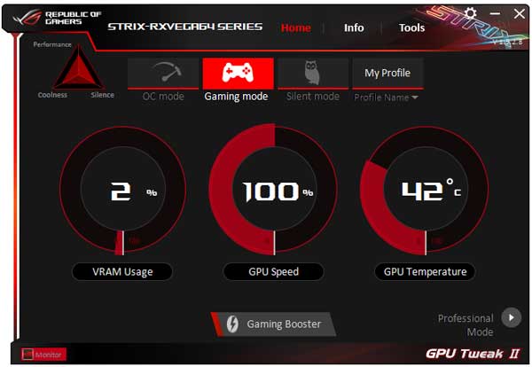 Asus Strix RX Vega 64 O8G Gaming GPU Tweak simple mode