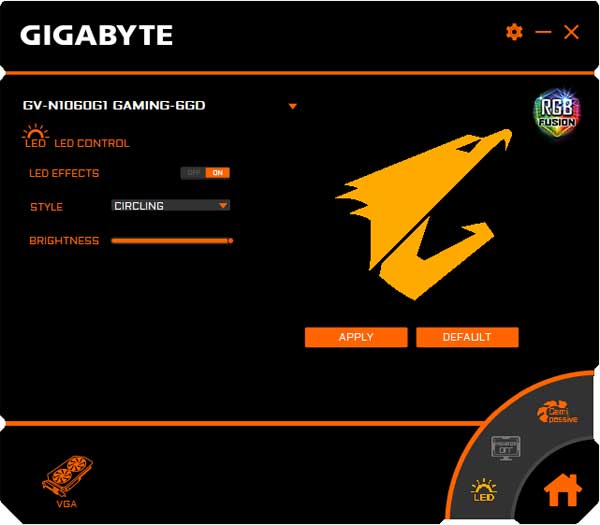 Gigabyte GTX 1060 G1 Gaming 6G RGB Fusion