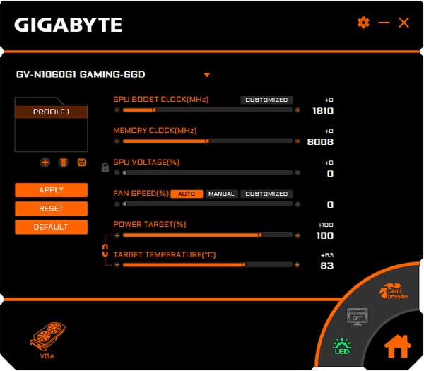 Gigabyte GTX 1060 G1 Gaming 6G prof mode