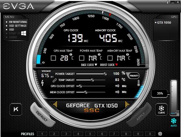 EVGA GTX 1050 SSC Gaming Precision XOC panel1