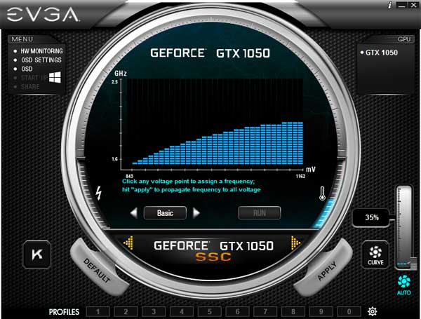 EVGA GTX 1050 SSC Gaming Precision XOC panel 2