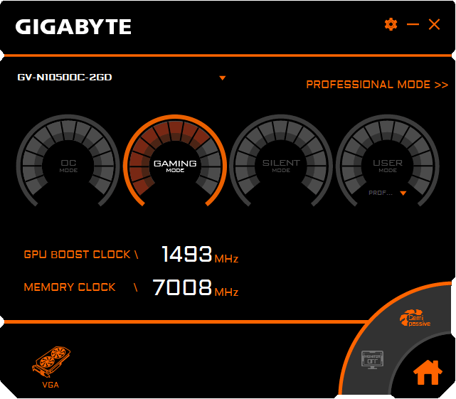 Gigabyte GTX 1050 OC 2G Graphics Engine simple 