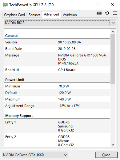 Inno3D GTX 1660 Twin X2 GPUZ TDP