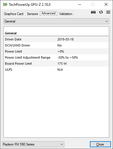 Sapphire Nitro+ RX 590 8GD5 SE GPUZ TDP (BIOS2)