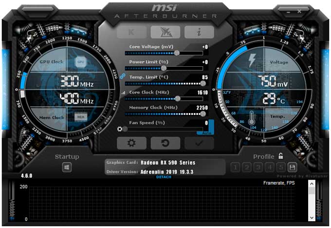 Sapphire Nitro+ RX 590 8GD5 SE přetaktování Afterburner