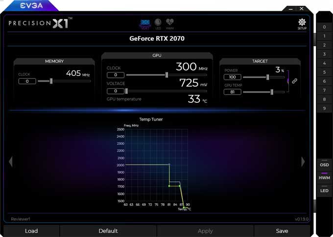Precision X1 nastavení teplot EVGA Precision X1 panel5