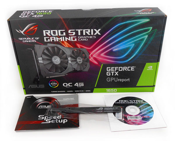 Balení Asus Strix GTX 1650 O4G Gaming Asus Strix GTX 1650 O4G Gaming balení
