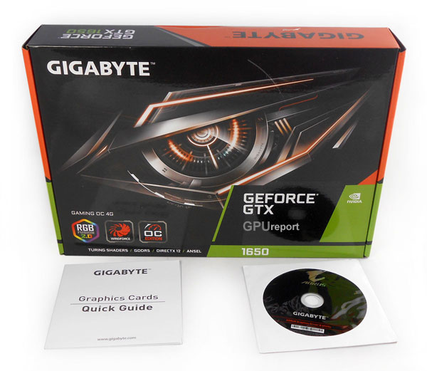 Balení Gigabyte GTX 1650 Gaming OC 4G Gigabyte GTX 1650 Gaming OC 4G balení
