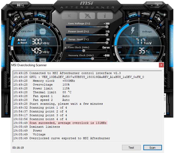 Zotac Gaming RTX 2080 Ti Triple Fan přetaktování Afterburner