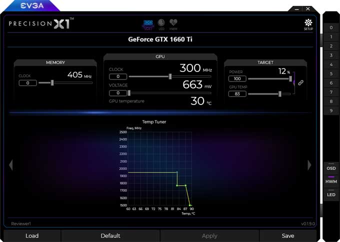 Precision X1 nastavení teplot EVGA Precision X1 panel5