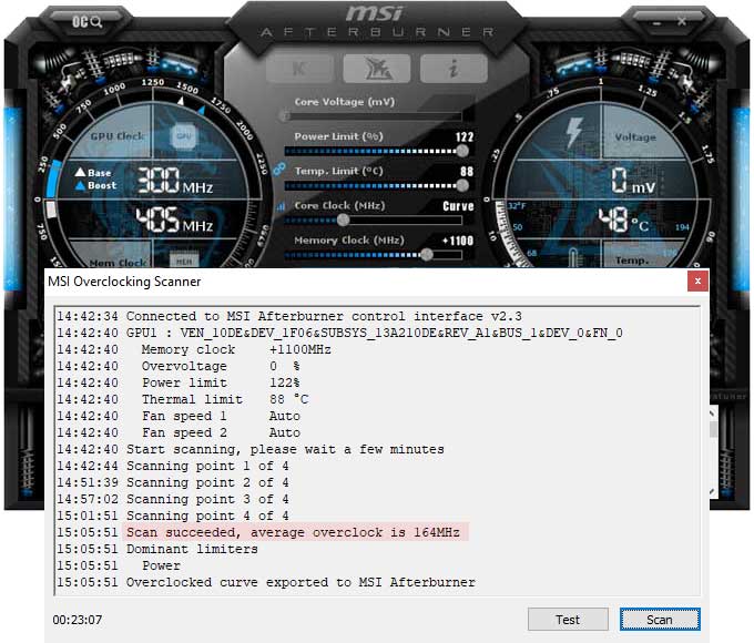 NVIDIA RTX 2060 SUPER přetaktování Afterburner