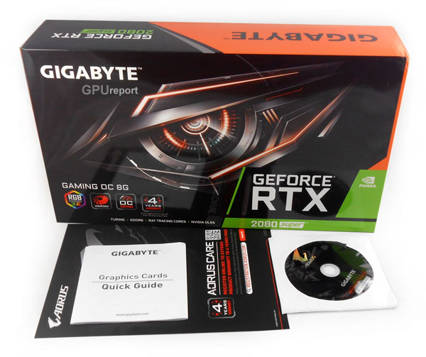 Balení Gigabyte RTX 2080 SUPER Gaming OC Gigabyte RTX 2080 SUPER Gaming OC balení