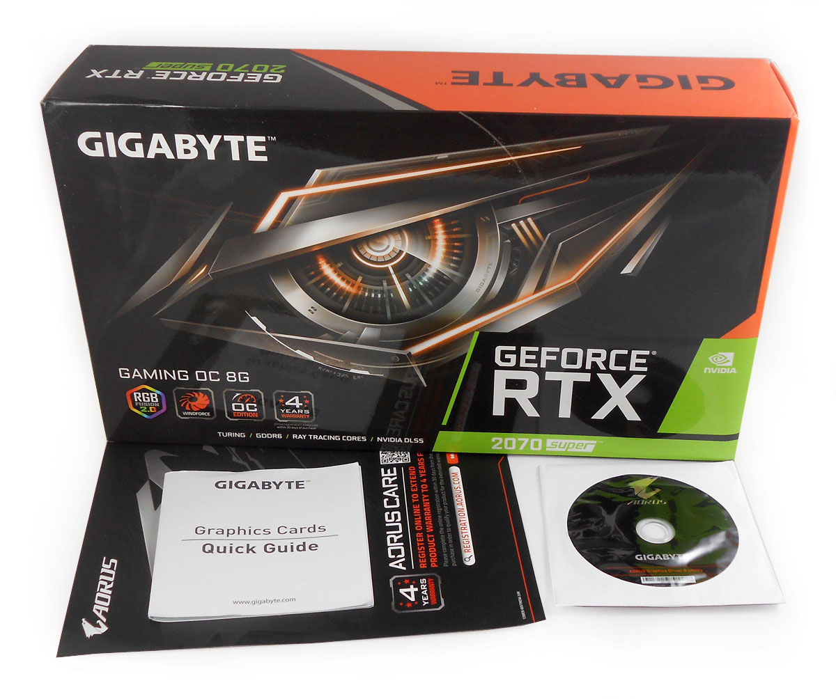 Pro zvětšení klikni Gigabyte RTX 2070 SUPER Gaming OC; balení