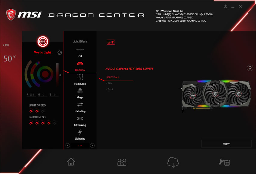 msi dragon center monitor