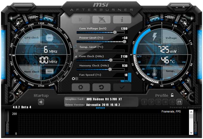 Asus Strix RX 5700 XT O8G Gaming - přetaktování pomocí MSI Afterburner Asus Strix RX 5700 XT O8G Gaming přetaktování Afterburner
