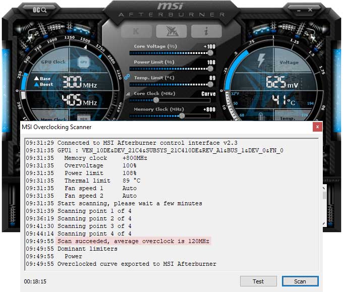 Gainward GTX 1660 SUPER Ghost OC přetaktování Afterburner