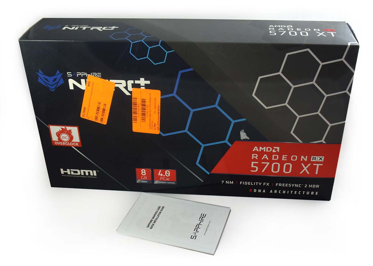 Pro zvětšení klikni Sapphire Nitro+ RX 5700 XT 8G; balení