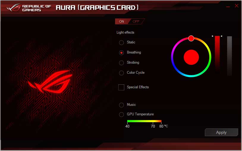 Pro zvětšení klikni Asus GPU Tweak AURA