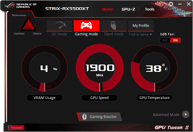 Asus STRIX RX 5500 XT O8G Gaming GPU Tweak simple mode